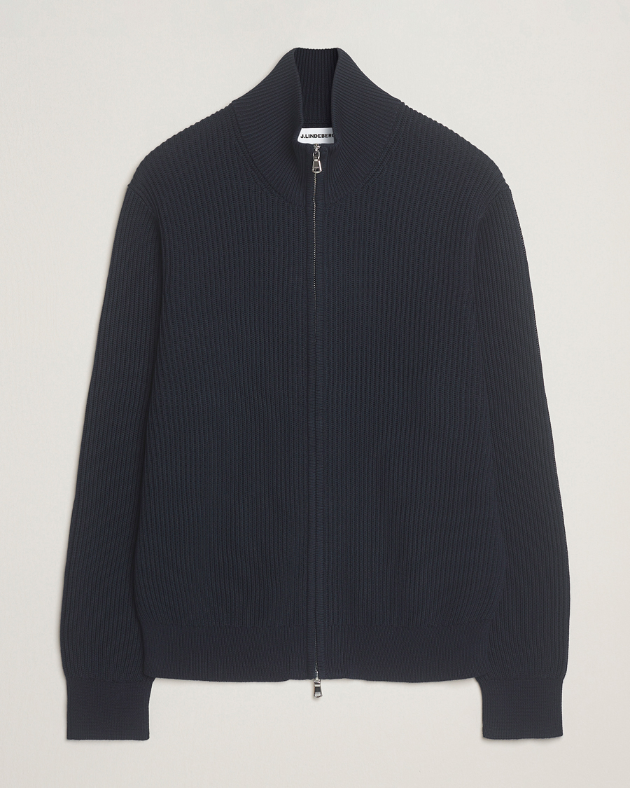 Uomini | Maglieria | J.Lindeberg | Alexis Cotton Full Zip Navy