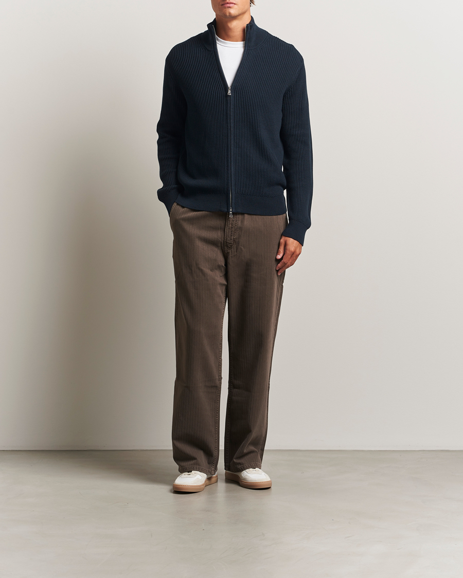 Uomini | Maglieria | J.Lindeberg | Alexis Cotton Full Zip Navy