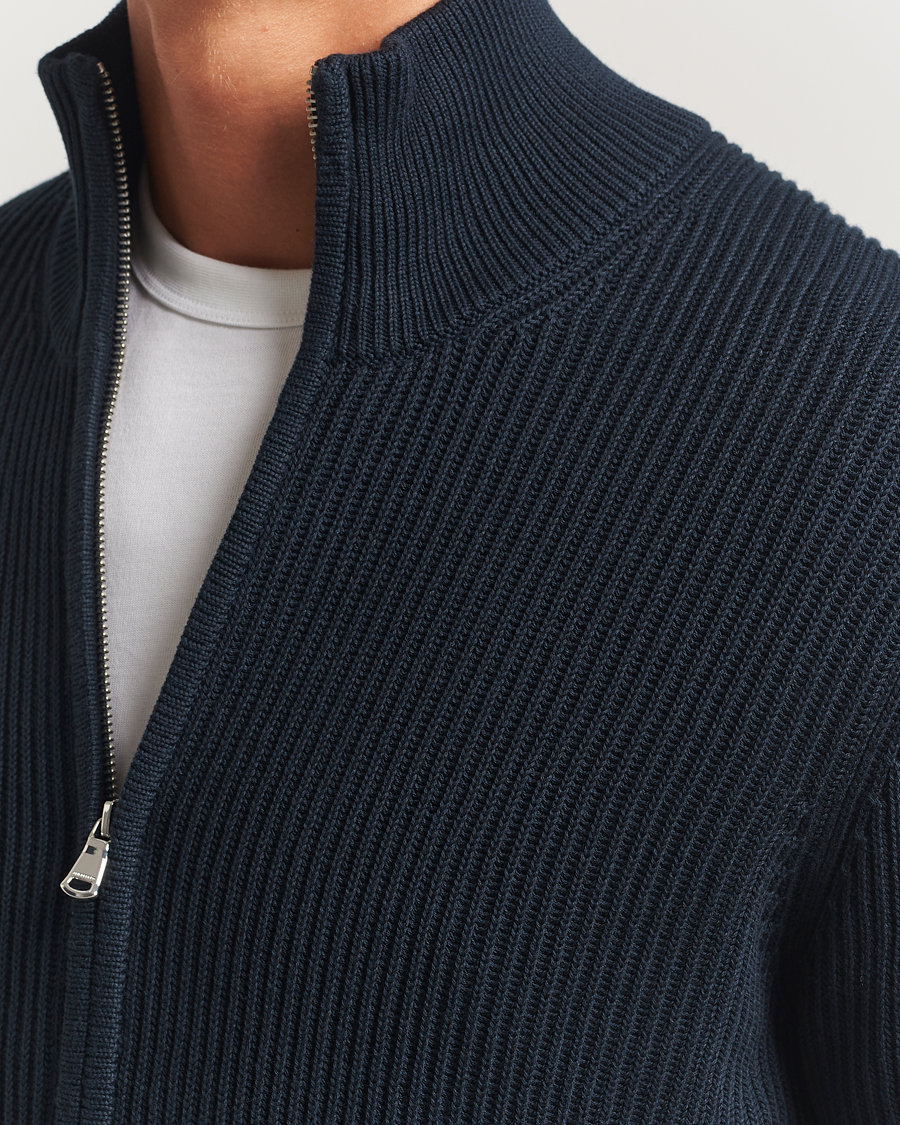 Uomini | Maglieria | J.Lindeberg | Alexis Cotton Full Zip Navy