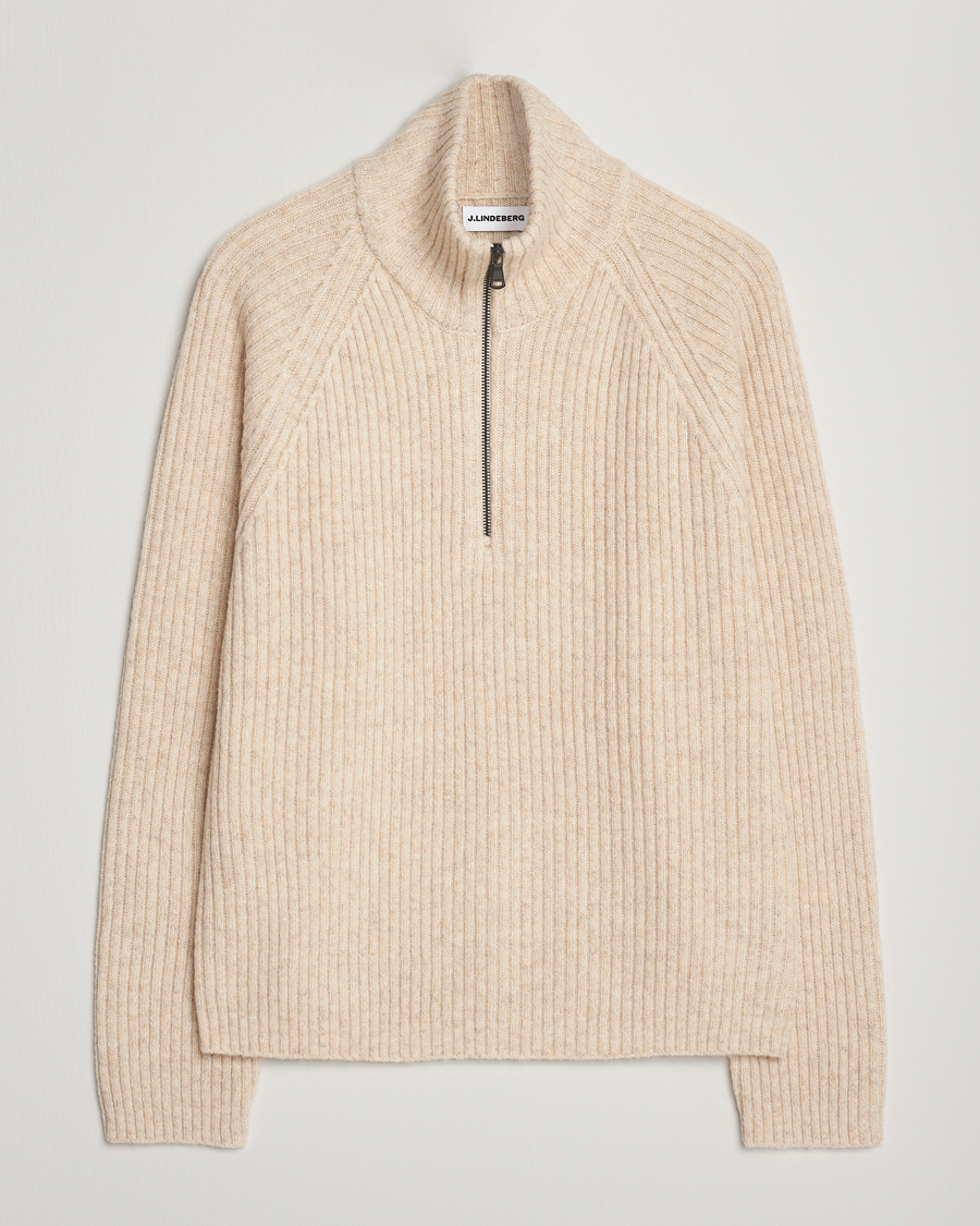 Uomini | Maglieria | J.Lindeberg | Victor Wool Half Zip Moonbeam Melange