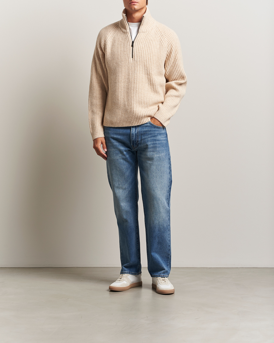 Uomini | Maglieria | J.Lindeberg | Victor Wool Half Zip Moonbeam Melange