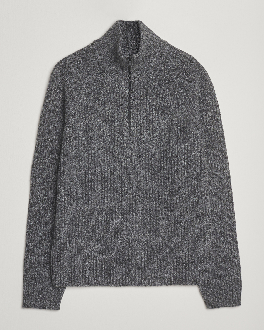Uomini | Maglieria | J.Lindeberg | Victor Wool Half Zip Dark Grey Melange