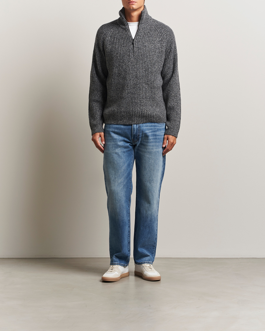 Uomini | Maglieria | J.Lindeberg | Victor Wool Half Zip Dark Grey Melange