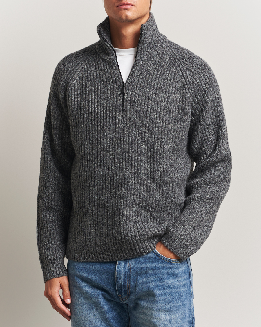 Uomini | Maglieria | J.Lindeberg | Victor Wool Half Zip Dark Grey Melange