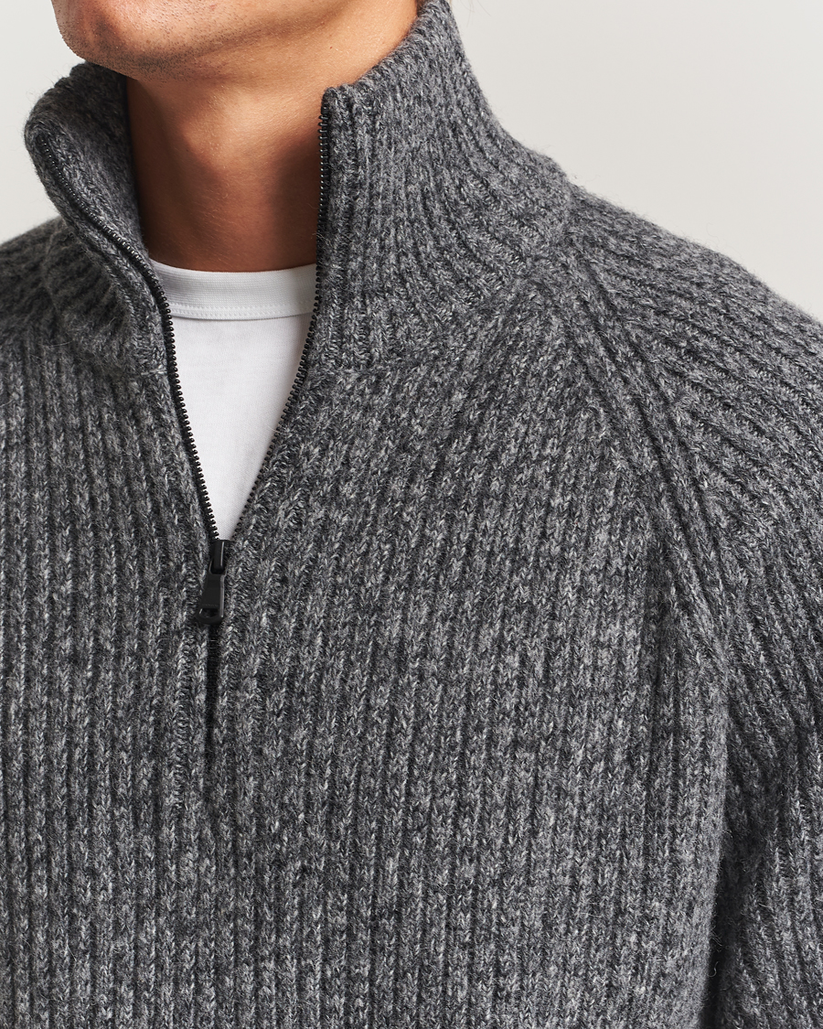 Uomini | Maglieria | J.Lindeberg | Victor Wool Half Zip Dark Grey Melange