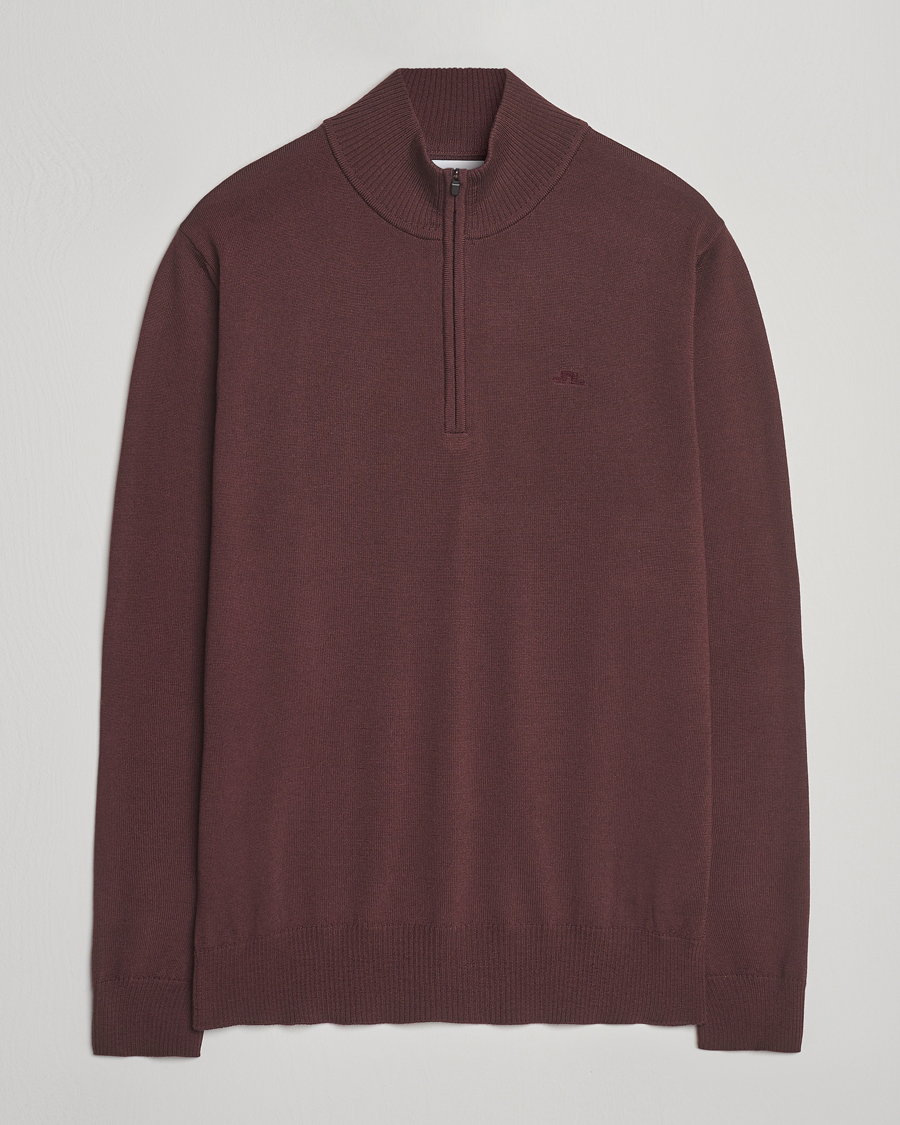 Uomini | Maglieria | J.Lindeberg | Kiyan Merino Half Zip Huckleberry