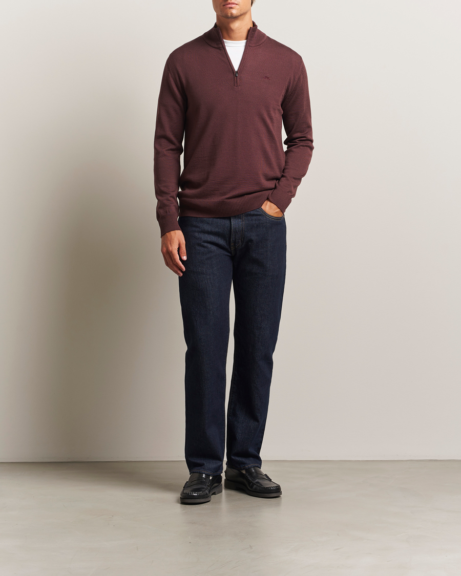 Uomini | Maglieria | J.Lindeberg | Kiyan Merino Half Zip Huckleberry
