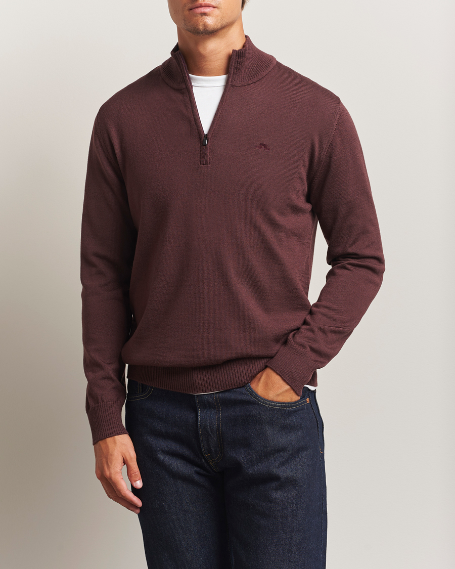 Uomini | Maglieria | J.Lindeberg | Kiyan Merino Half Zip Huckleberry