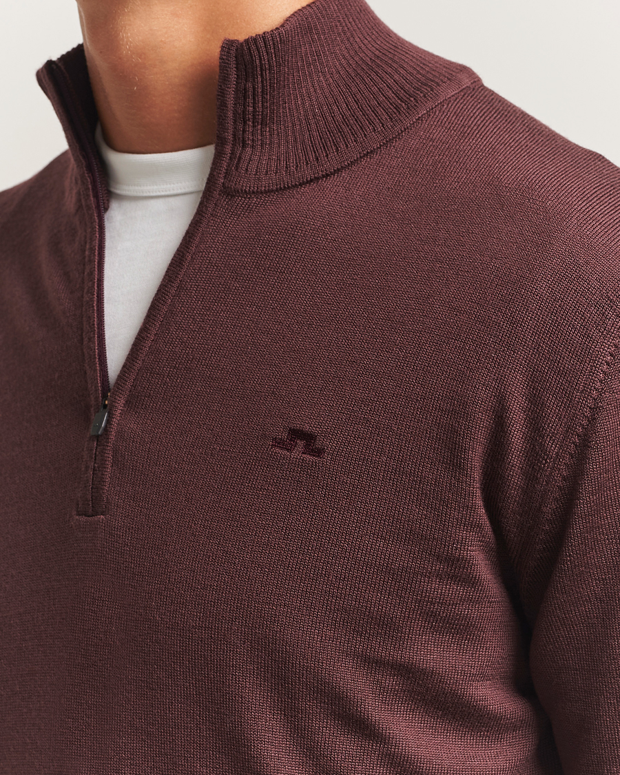 Uomini | Maglieria | J.Lindeberg | Kiyan Merino Half Zip Huckleberry