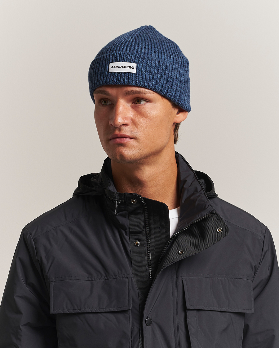Uomini | Berretti | J.Lindeberg | Juan Merino Beanie Vintage Indigo