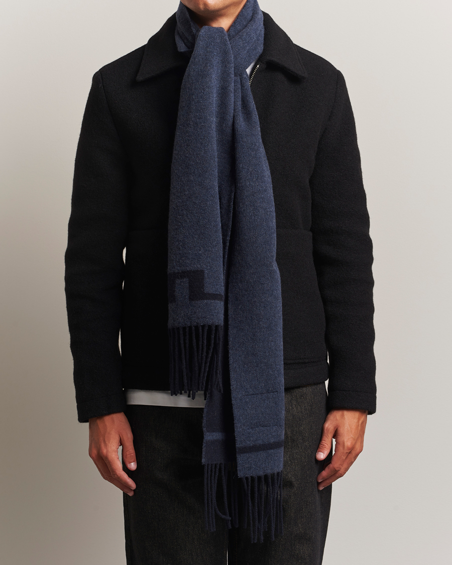 Uomini | Sciarpe | J.Lindeberg | Champ Wool Doublefaced Scarf Navy