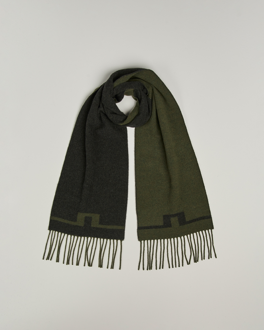 Uomini | Sciarpe | J.Lindeberg | Champ Wool Doublefaced Scarf Forest Green