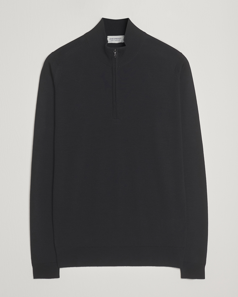 Uomini | Maglieria | John Smedley | Barrow Extra Fine Merino Half Zip Black