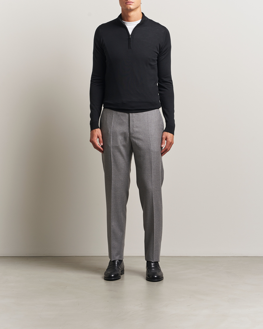 Uomini | Maglieria | John Smedley | Barrow Extra Fine Merino Half Zip Black