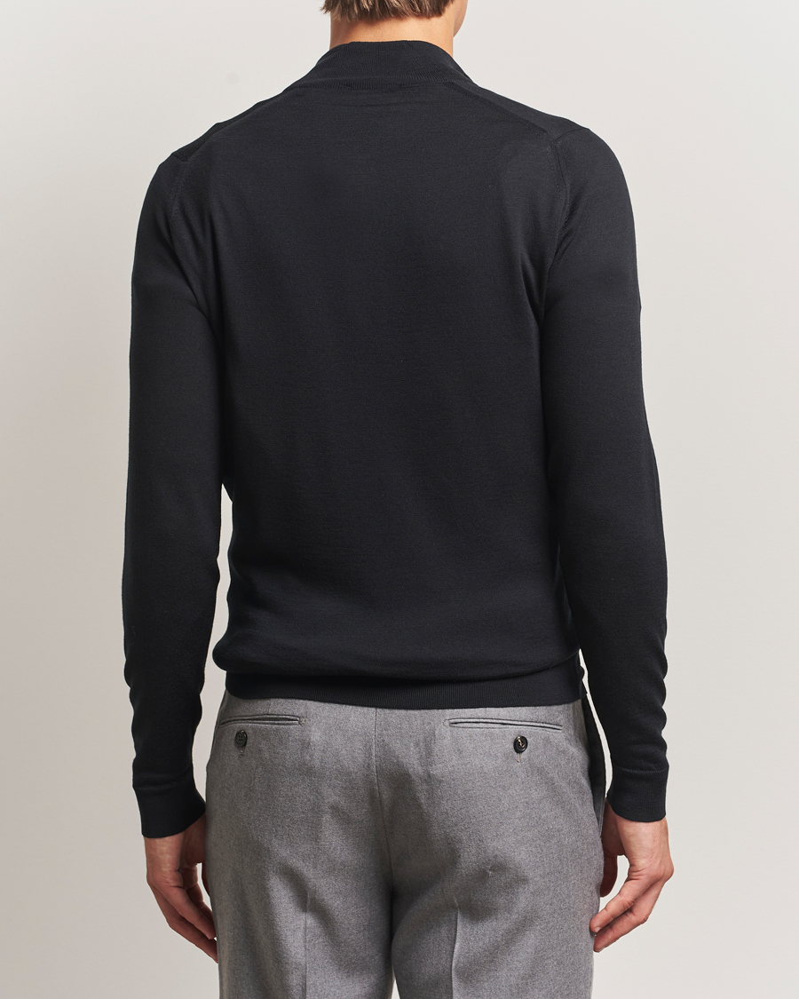 Uomini | Maglieria | John Smedley | Barrow Extra Fine Merino Half Zip Black