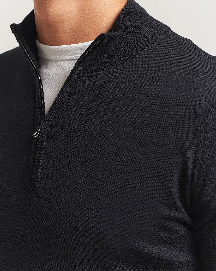 Uomini | Maglieria | John Smedley | Barrow Extra Fine Merino Half Zip Black