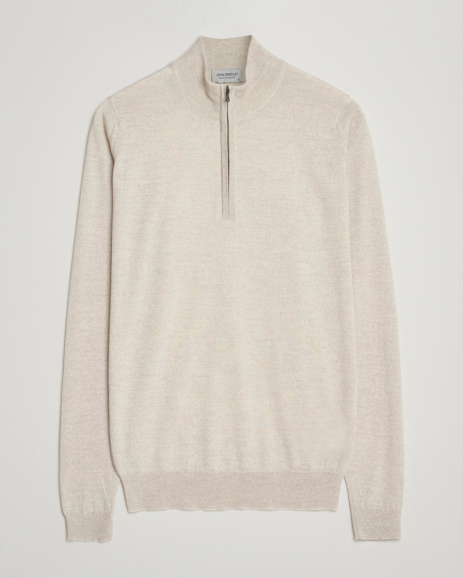 Uomini | Maglieria | John Smedley | Barrow Extra Fine Merino Half Zip Grey Fleece