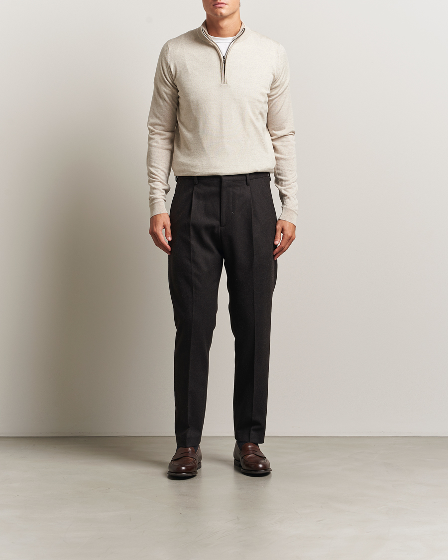 Uomini | Maglieria | John Smedley | Barrow Extra Fine Merino Half Zip Grey Fleece