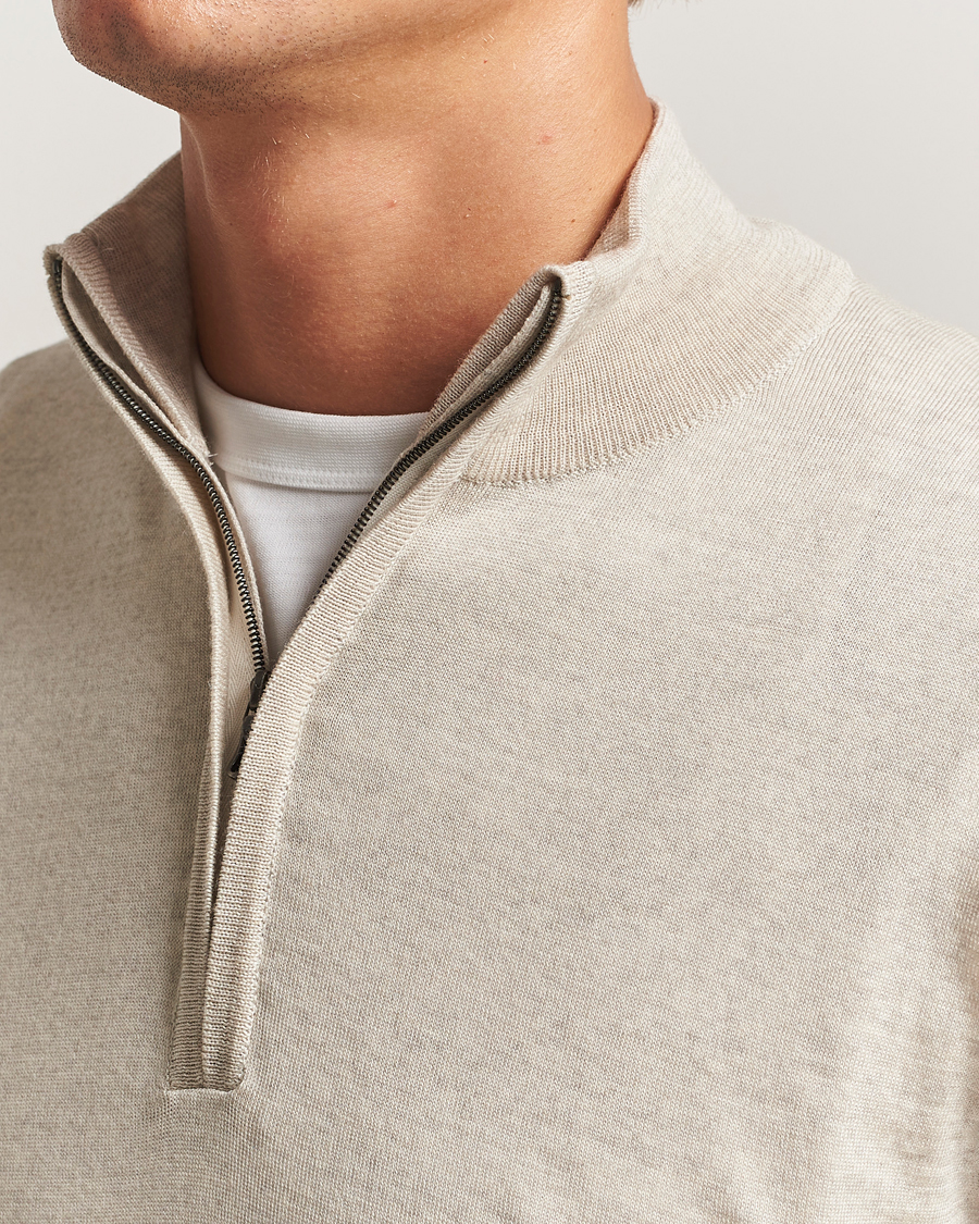 Uomini | Maglieria | John Smedley | Barrow Extra Fine Merino Half Zip Grey Fleece