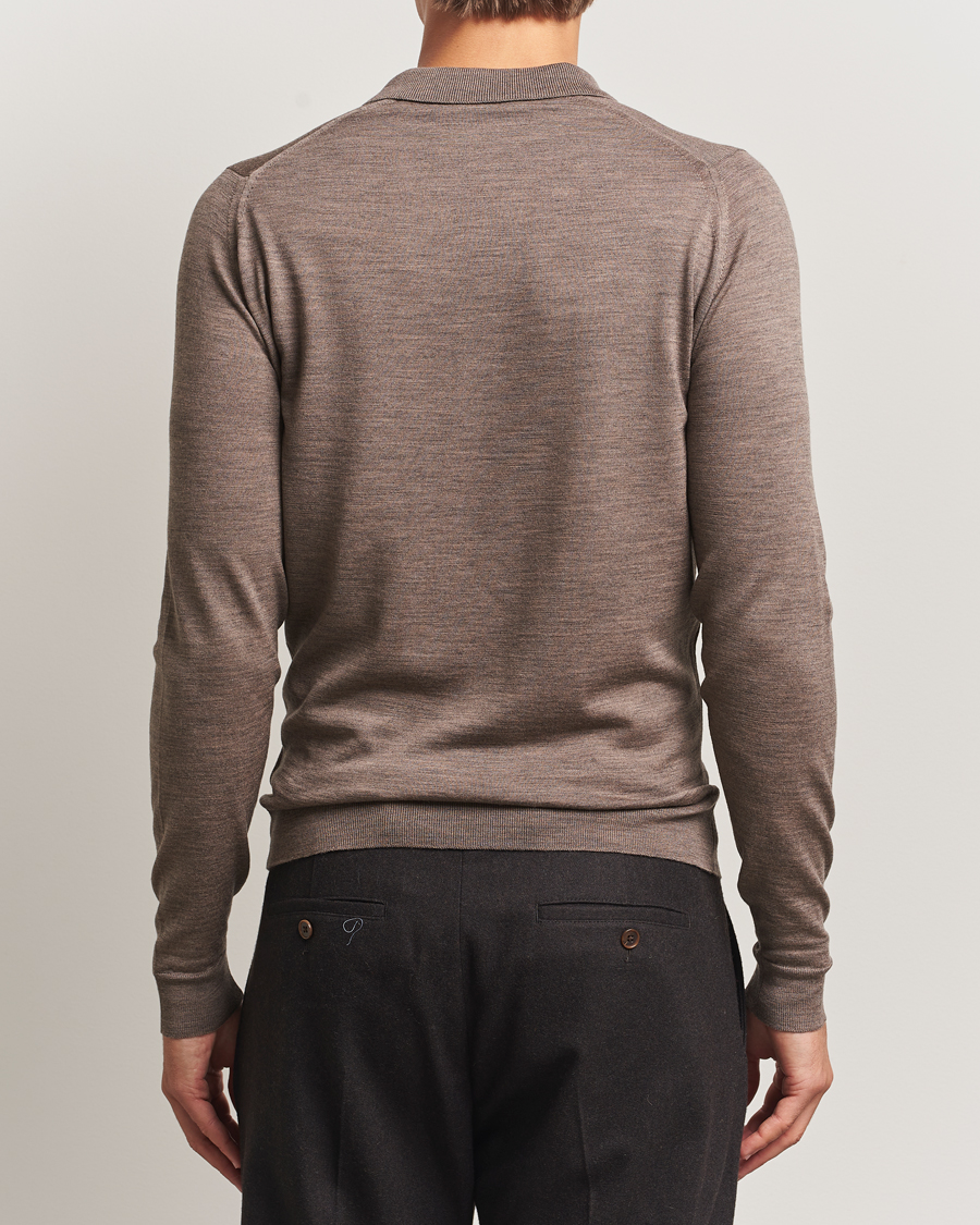 Uomini | Maglieria | John Smedley | Belper Extra Fine Merino Polo Pullover Mushroom Brown