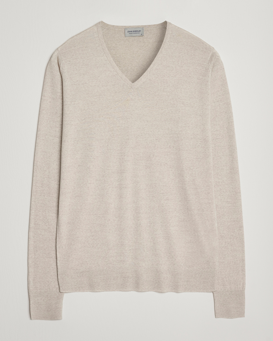 Uomini | Maglieria | John Smedley | Bobby Extra Fine Merino V-Neck Pullover Grey Fleece