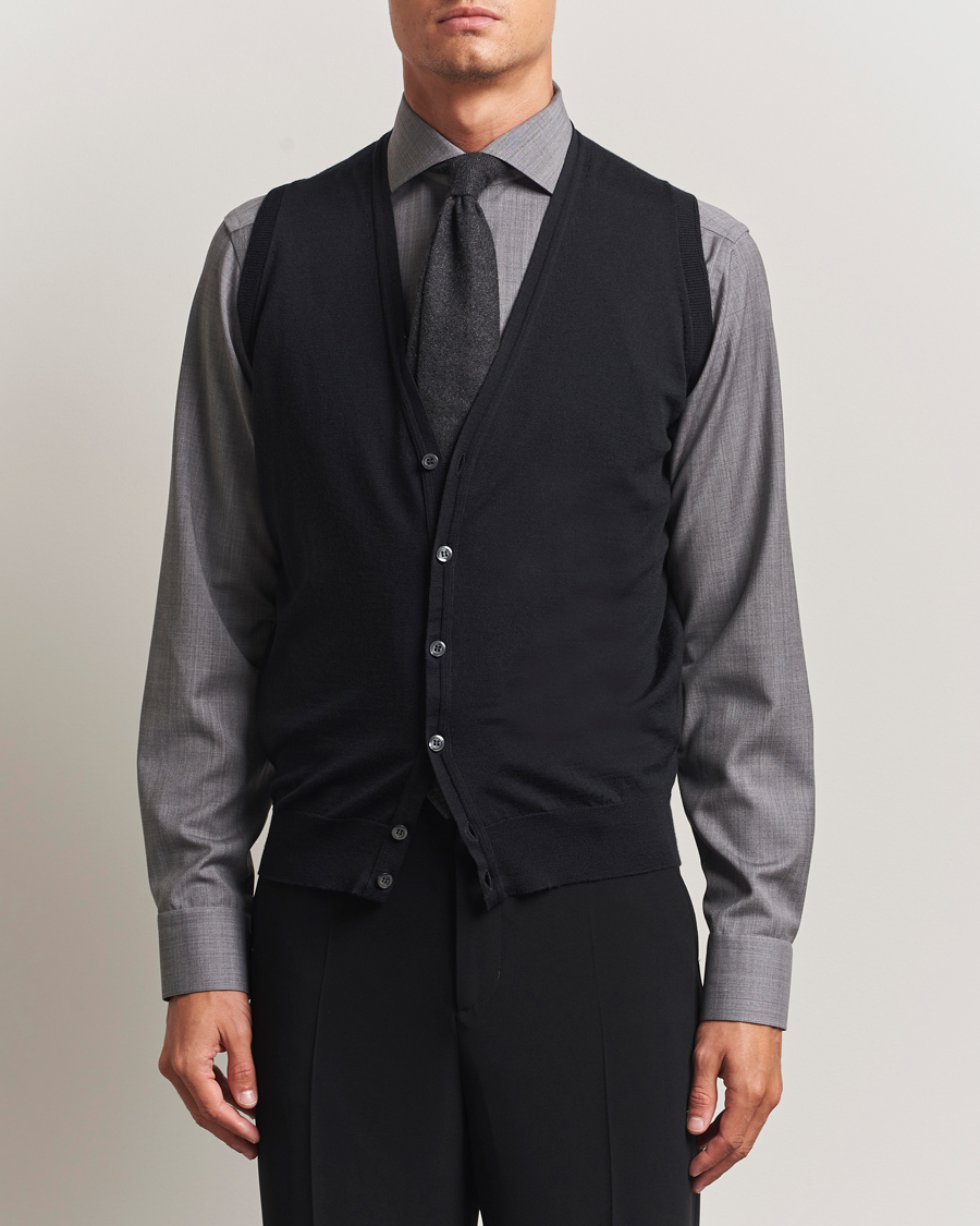 Uomini | Maglieria | John Smedley | Huntswood Slim Fit Waistcoat Black