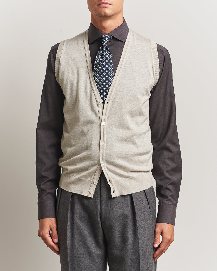 Uomini | Maglieria | John Smedley | Huntswood Slim Fit Waistcoat Grey Fleece