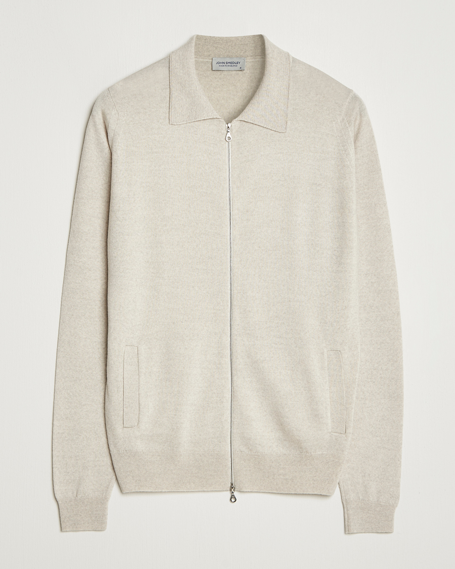 Uomini | Maglieria | John Smedley | Alston Extra Fine Merino Full Zip Grey Fleece