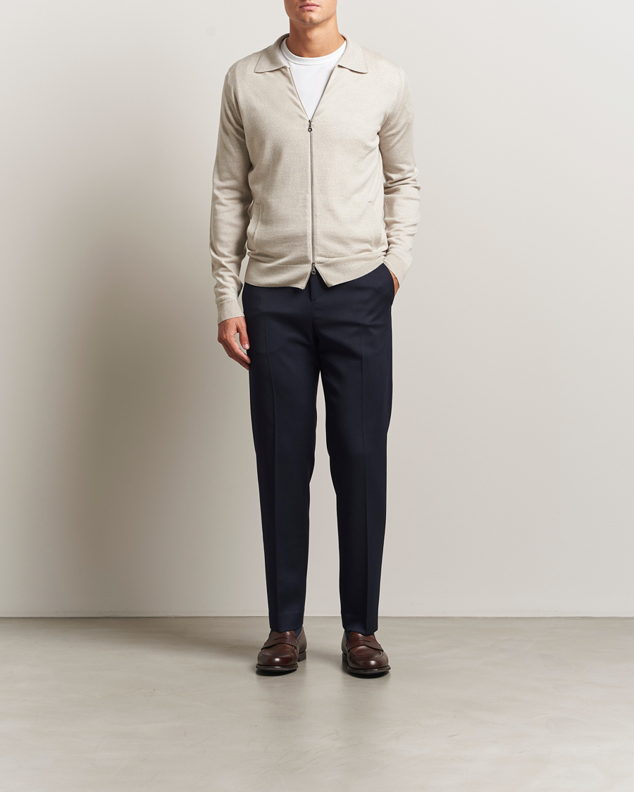 Uomini | Maglieria | John Smedley | Alston Extra Fine Merino Full Zip Grey Fleece