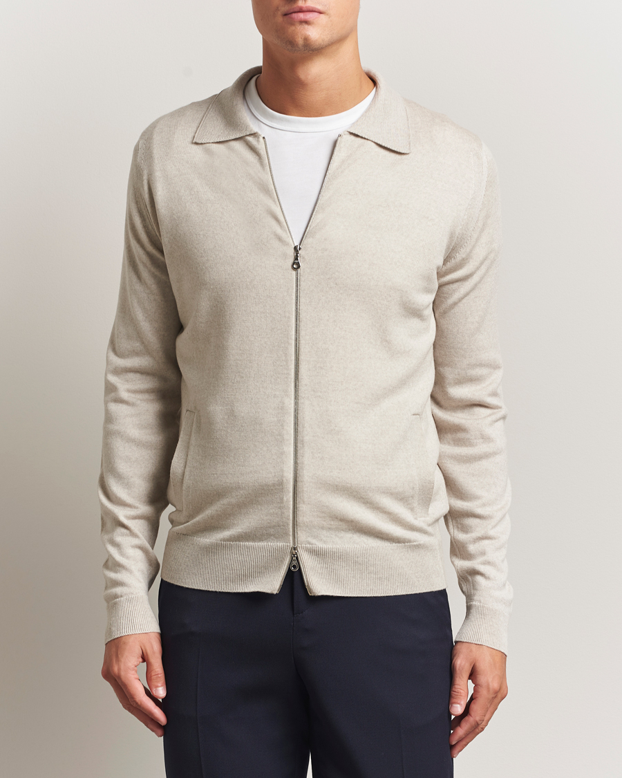 Uomini | Maglieria | John Smedley | Alston Extra Fine Merino Full Zip Grey Fleece
