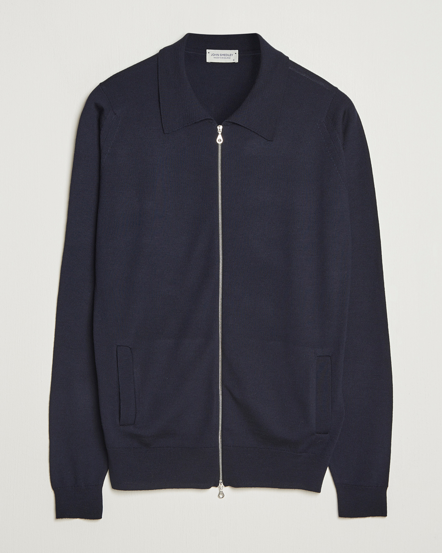 Uomini | Maglieria | John Smedley | Alston Extra Fine Merino Full Zip Midnight