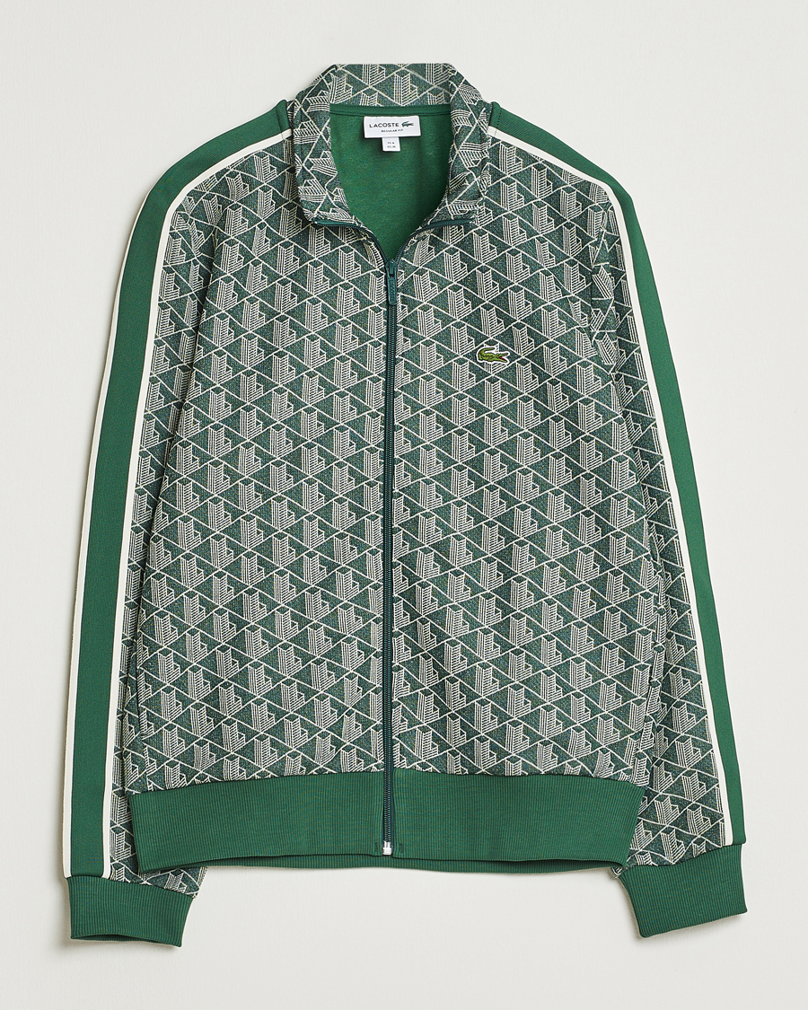 Uomini | Maglieria | Lacoste | Monogram Track Jacket Green/Sinople
