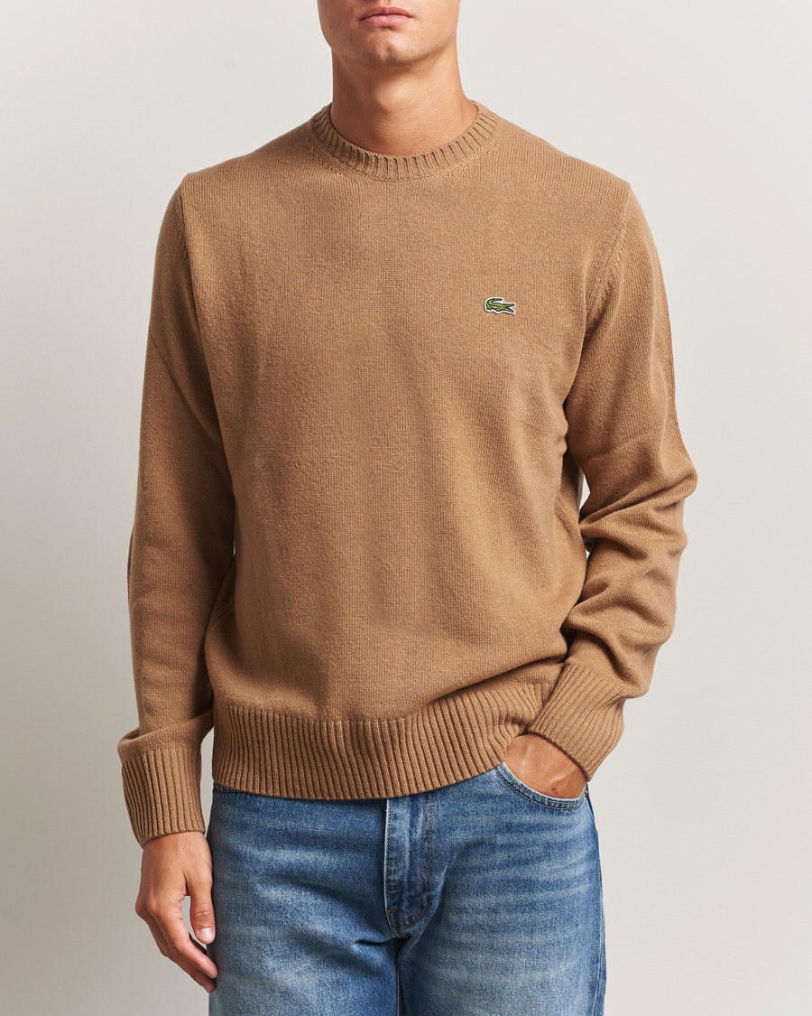 Uomini | Maglieria | Lacoste | Carded Wool Crew Neck Datte Chine