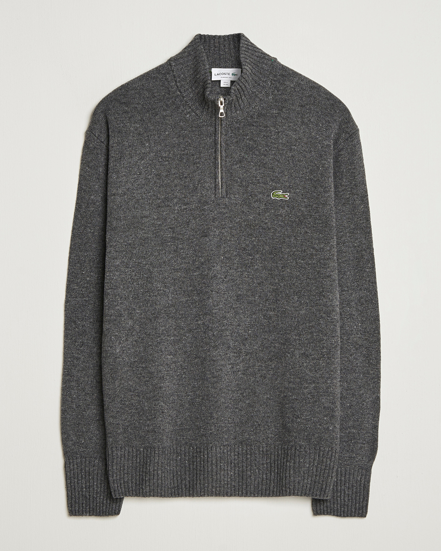 Uomini | Maglieria | Lacoste | Carded Wool Half Zip Pitch Chine