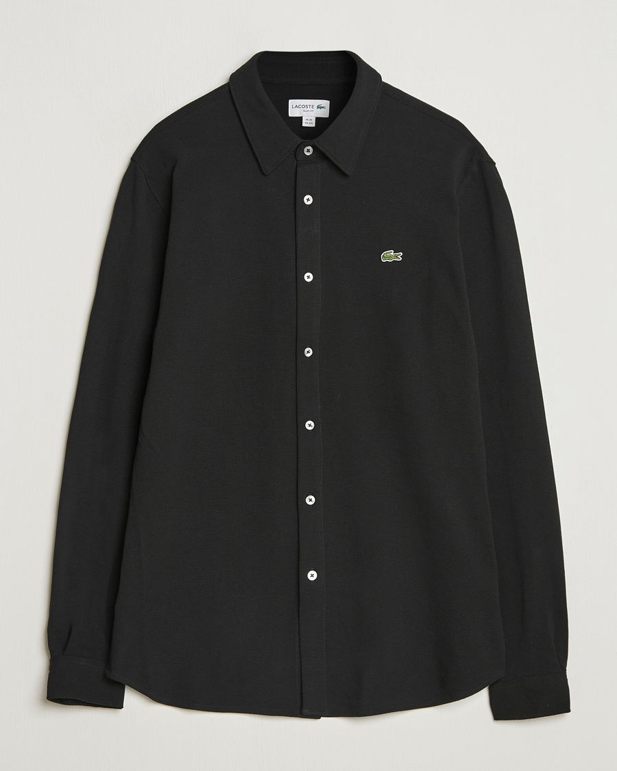 Uomini | Camicie | Lacoste | Slim Fit Cotton Piqué Shirt Black