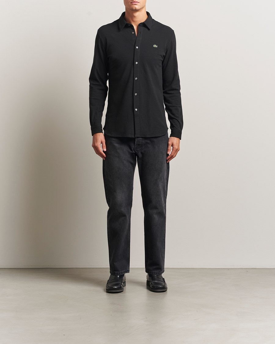 Uomini | Camicie | Lacoste | Slim Fit Cotton Piqué Shirt Black