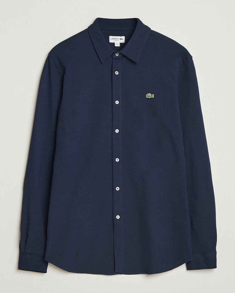 Uomini | Camicie | Lacoste | Slim Fit Cotton Piqué Shirt Navy