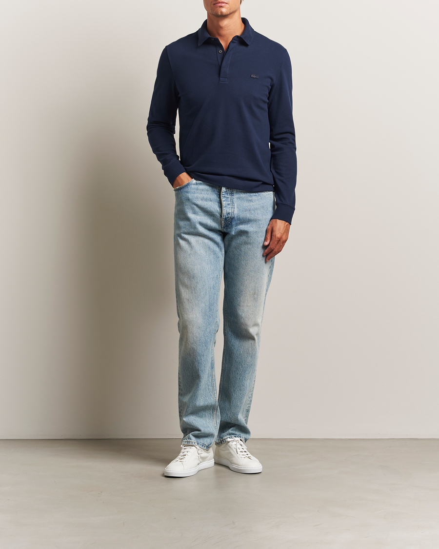 Uomini | Polo | Lacoste | Paris Long Sleeve Polo Piké Navy Blue