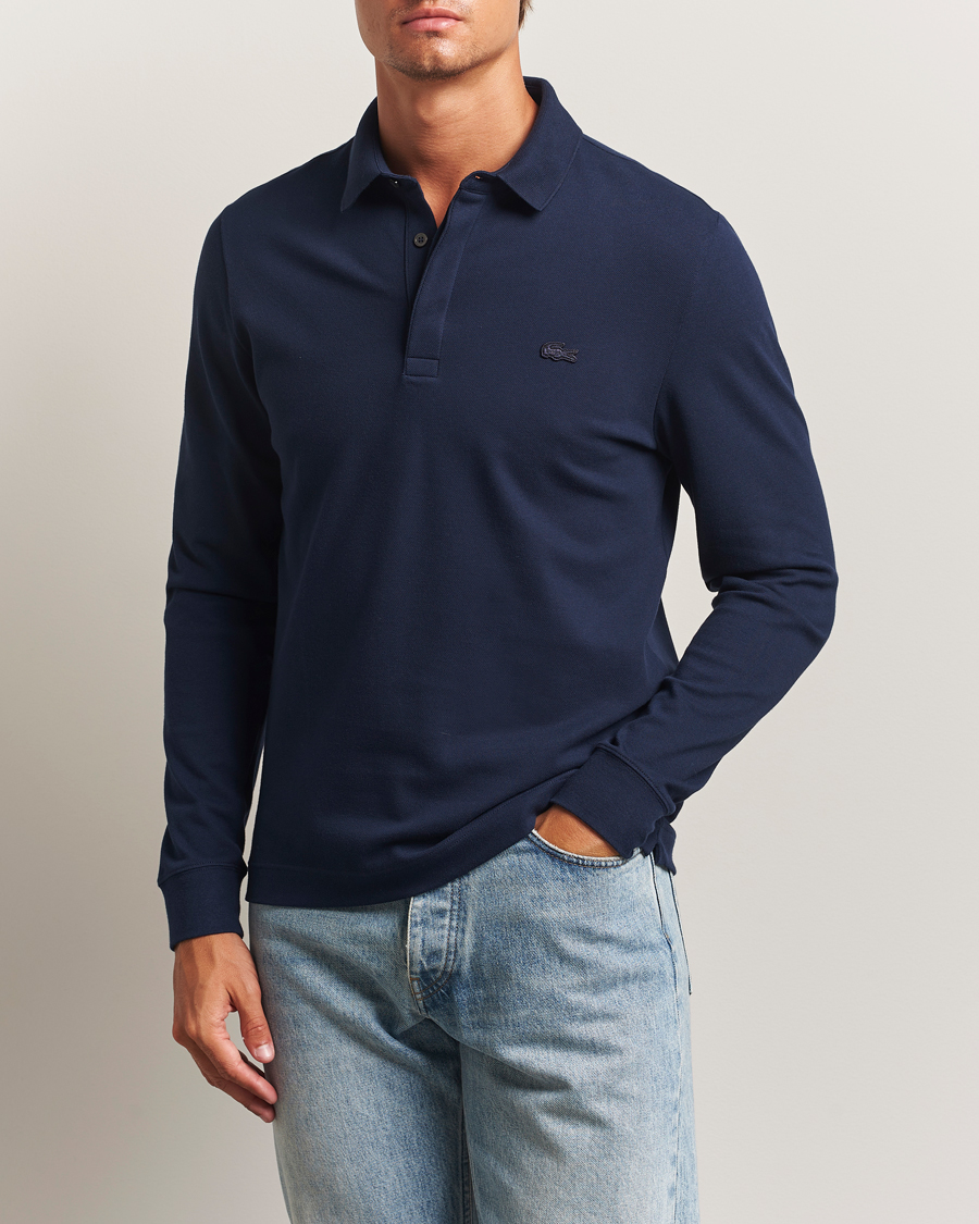 Uomini | Polo | Lacoste | Paris Long Sleeve Polo Piké Navy Blue