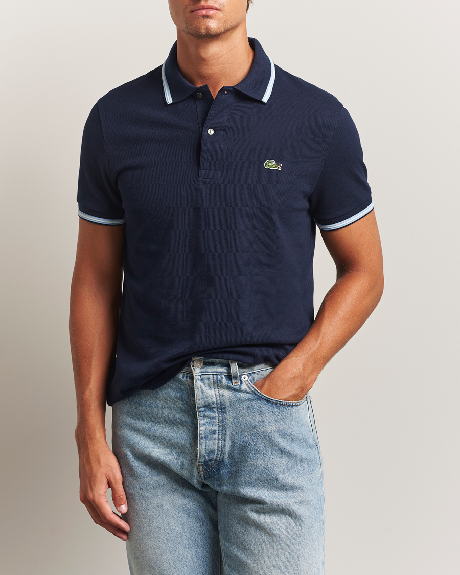 Uomini | Polo | Lacoste | Original Tipped Polo Piké Navy Blue