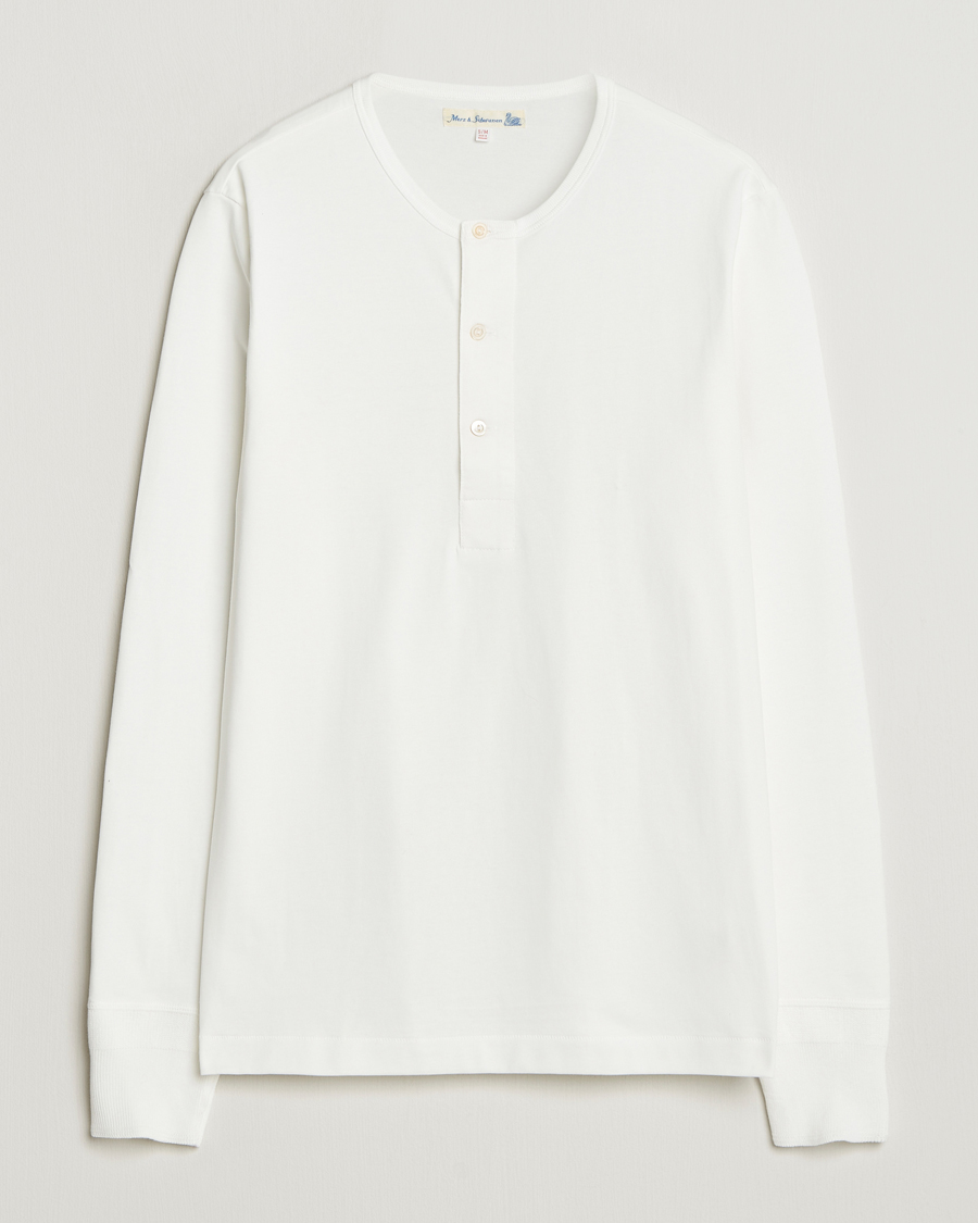 Uomini | T-shirt | Merz b. Schwanen | Classic Fit Sturdy Organic Cotton Henley White