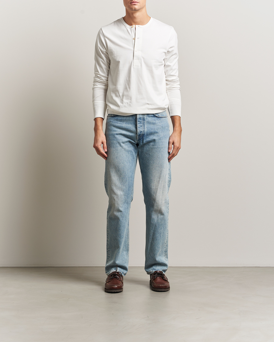Uomini | T-shirt | Merz b. Schwanen | Classic Fit Sturdy Organic Cotton Henley White