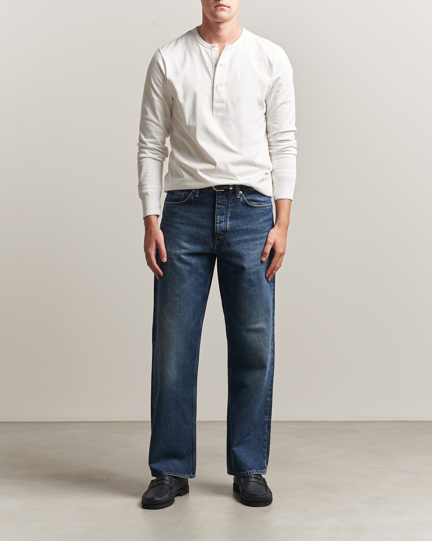 Uomini | T-shirt | Merz b. Schwanen | Classic Fit Sturdy Organic Cotton Henley White