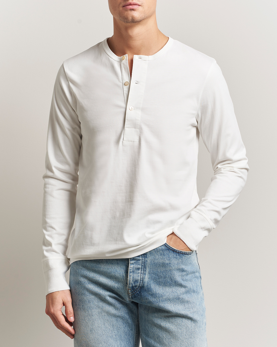Uomini | T-shirt | Merz b. Schwanen | Classic Fit Sturdy Organic Cotton Henley White