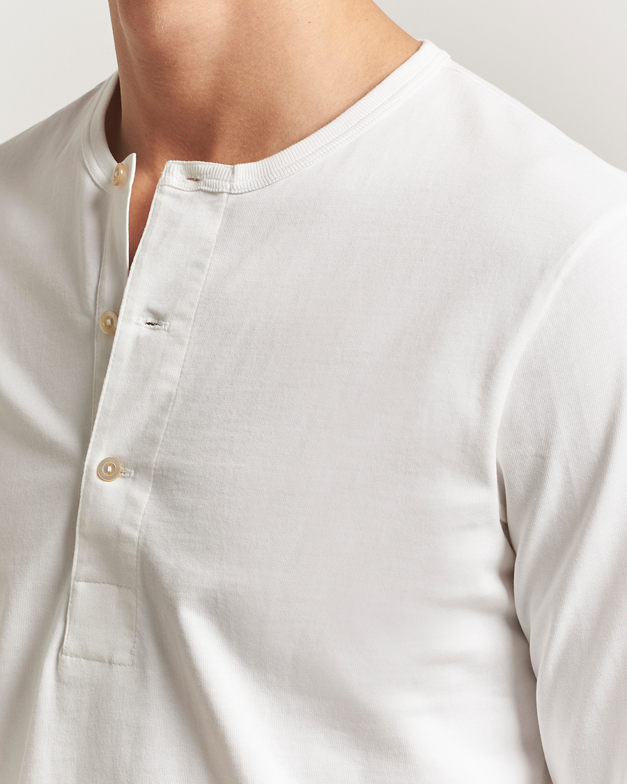 Uomini | T-shirt | Merz b. Schwanen | Classic Fit Sturdy Organic Cotton Henley White