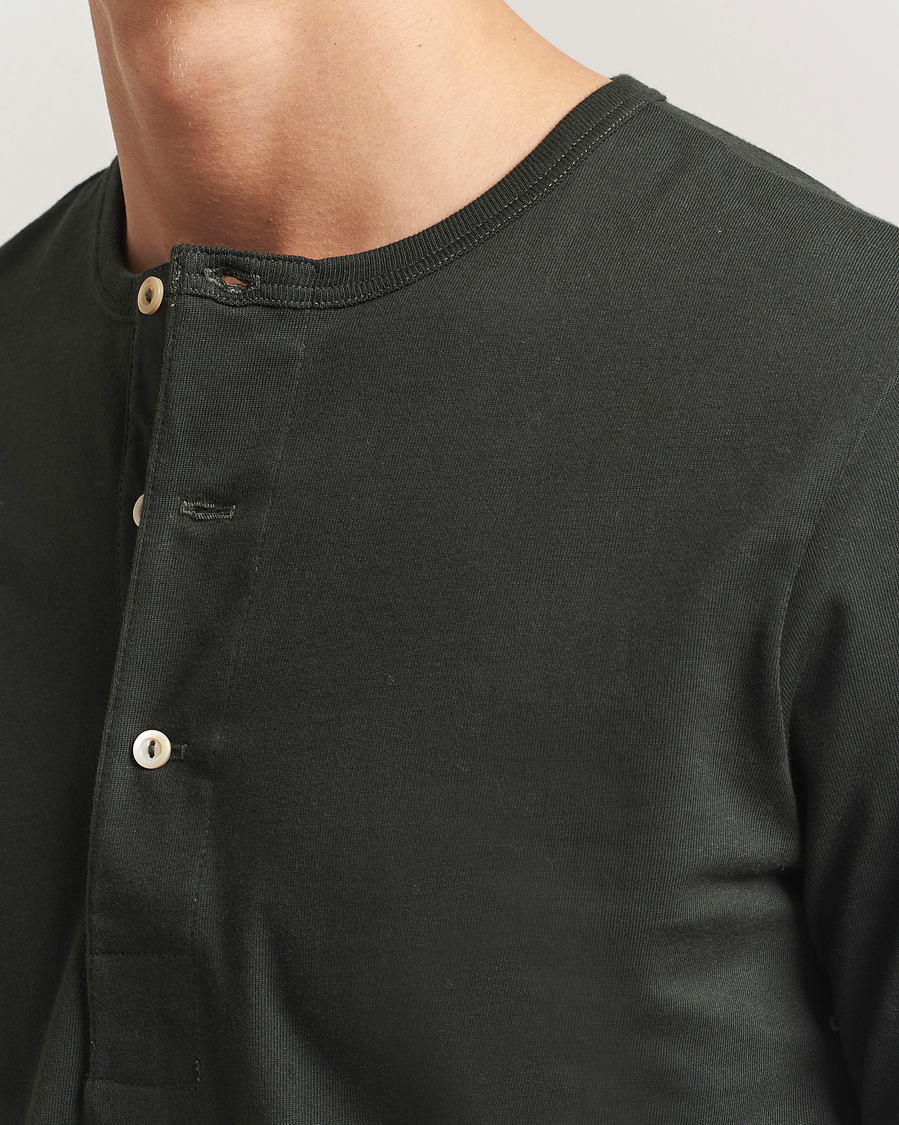 Uomini | Maglieria | Merz b. Schwanen | Classic Fit Sturdy Organic Cotton Henley Forest Green