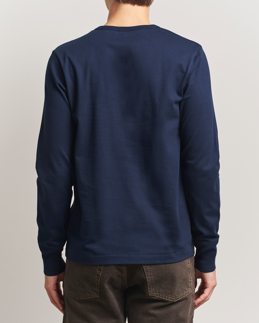 Uomini | Maglieria | Merz b. Schwanen | Classic Fit Sturdy Organic Cotton Henley Ink Blue
