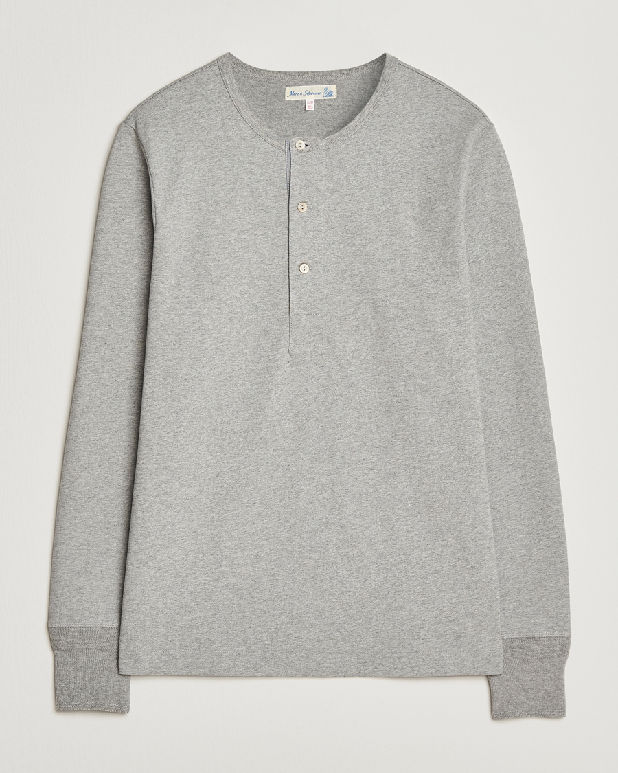 Uomini | Maglieria | Merz b. Schwanen | Classic Fit Sturdy Organic Cotton Henley Grey Melange