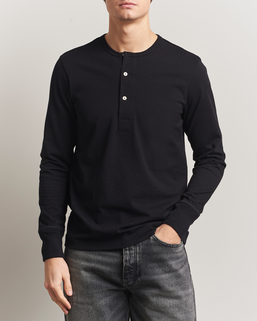 Uomini | Maglieria | Merz b. Schwanen | Classic Fit Sturdy Organic Cotton Henley Black