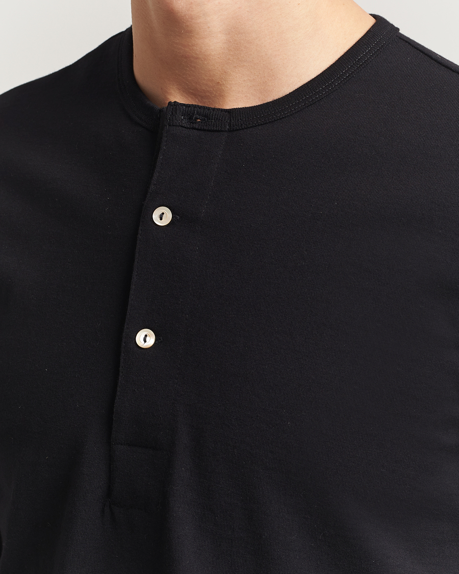 Uomini | Maglieria | Merz b. Schwanen | Classic Fit Sturdy Organic Cotton Henley Black